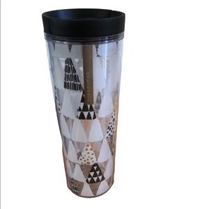 Starbucks Tumbler 16 oz Insulated 2013 Christmas Holiday Trees Silver Gold Logo